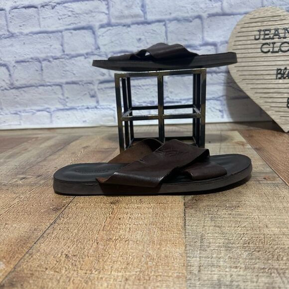 TO BOOT NEW YORK Miramare Leather Slide Sandal Brown Size 9M main image 4